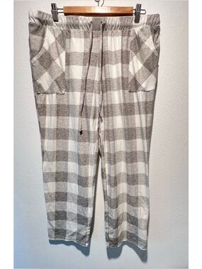 Lucky Brand Pajama Lounge Pants Buffalo Plaid Gray White Women’s Size Large